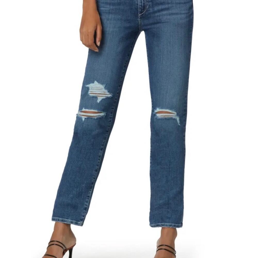 Joe's Jeans High Rise Boyfriend Jean size 27 Distressed Knee Rips
